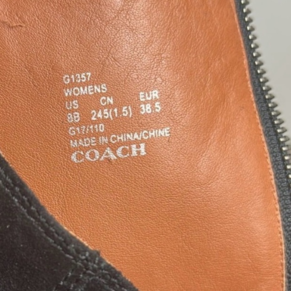 Coach Black Suede Knee-High Heeled Boots - Picture 5 of 8